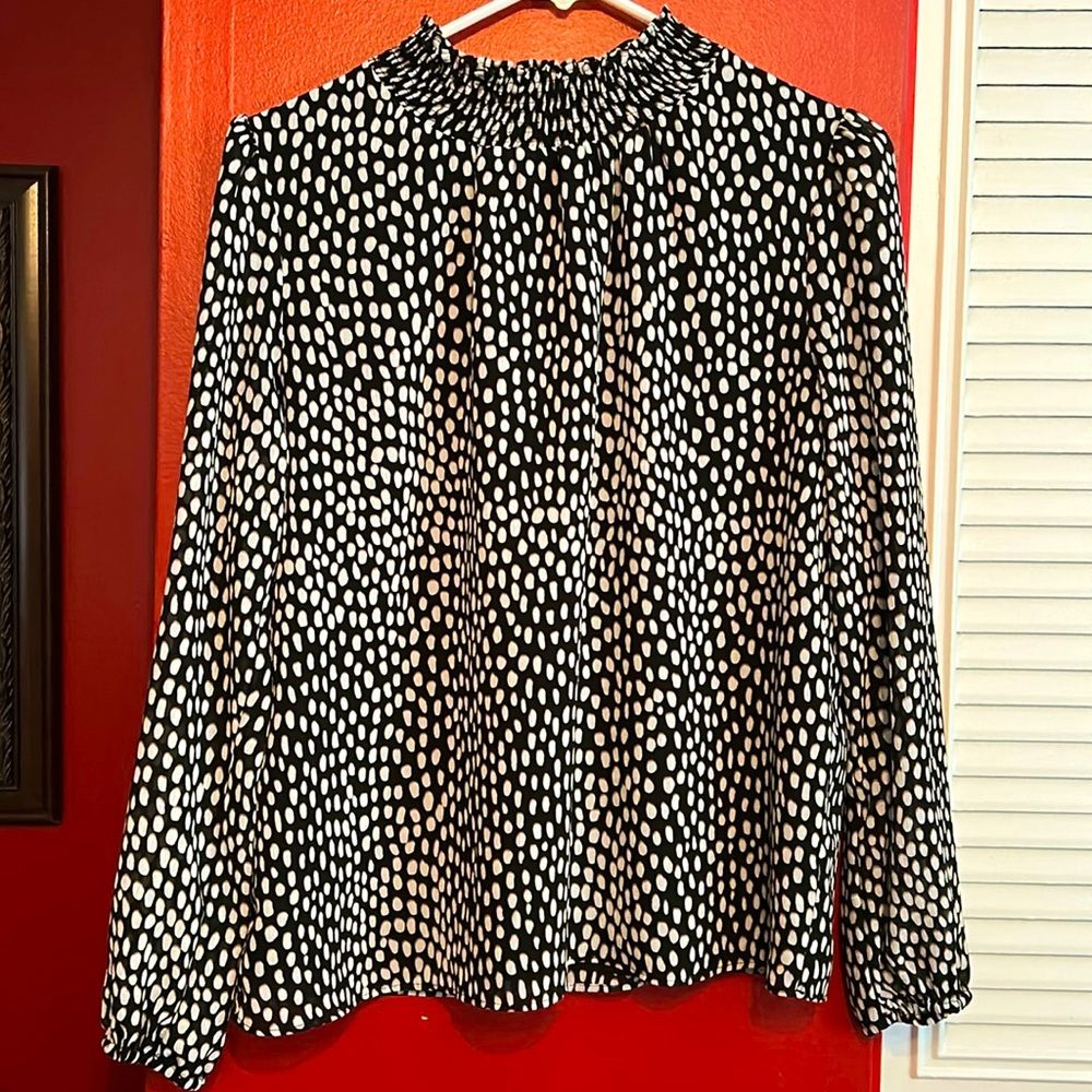 J. Crew long sleeve blouse Turtle neck size S small top shirt black white
